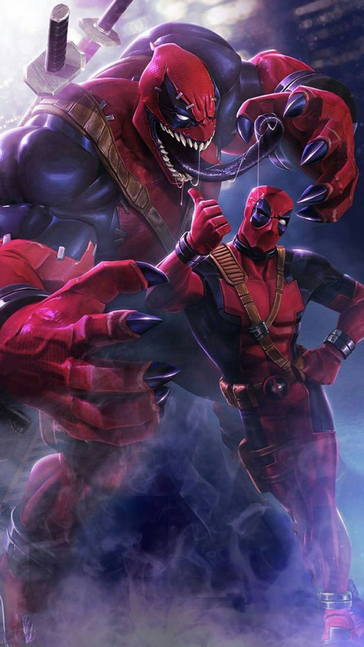 the poster for the upcoming movie, featuring two superheros in red and black costumes