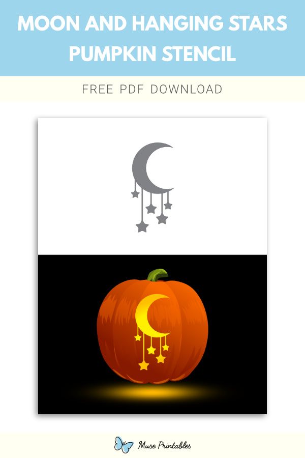 the moon and hanging stars pumpkin stencil is shown in this free printable