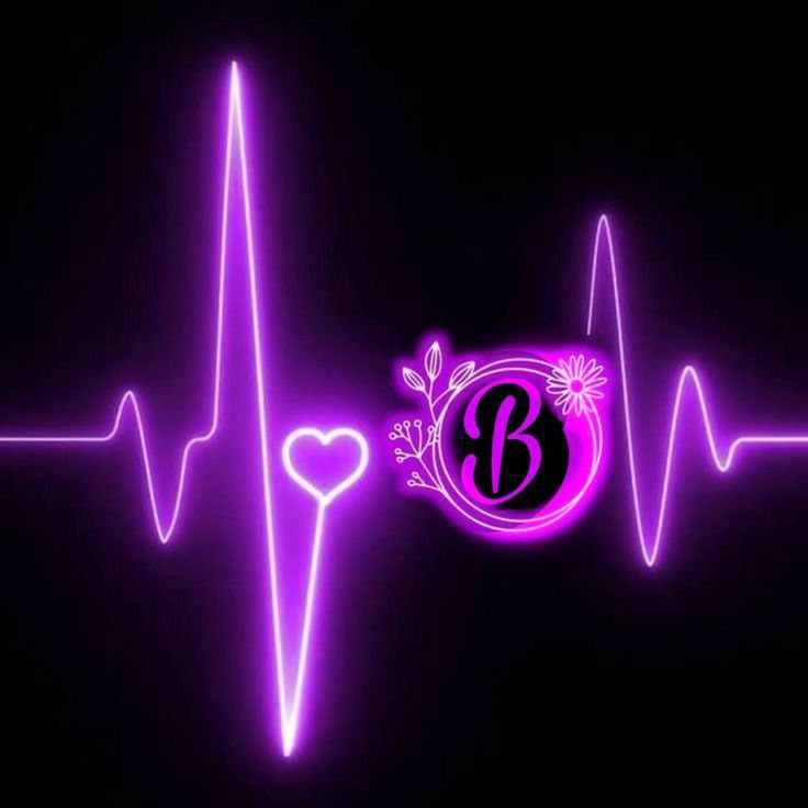 a heart beat with the letter b on it