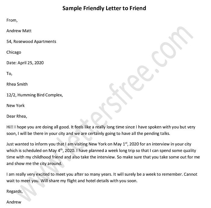 How To Write A Letter To A Friend Format