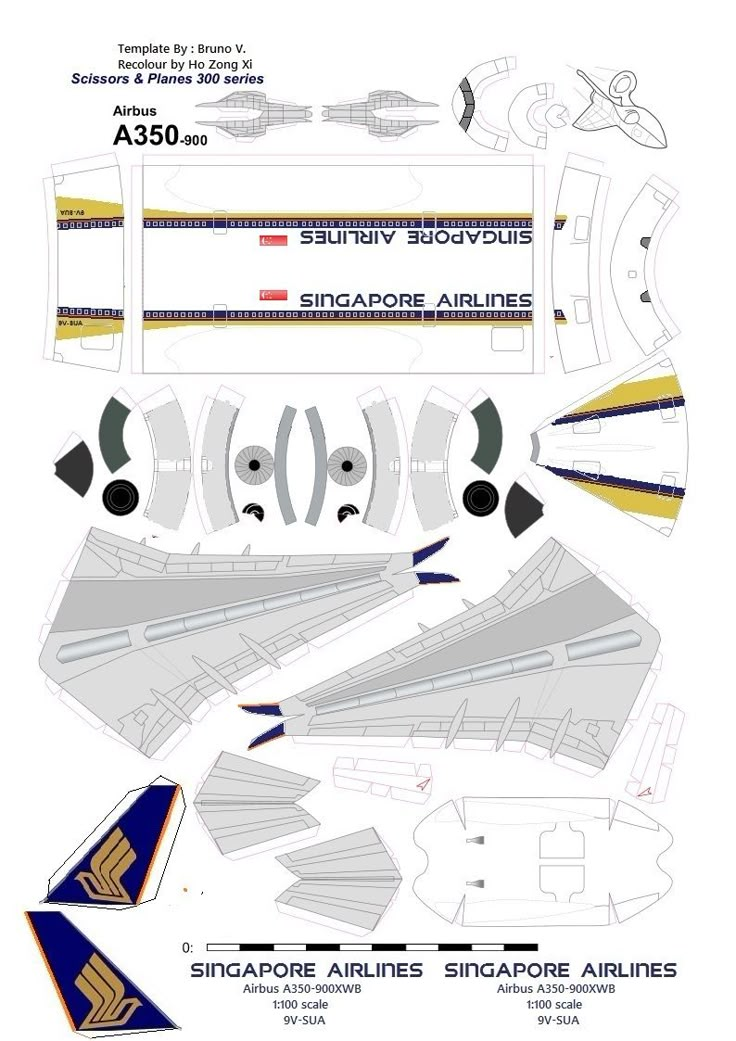 an airplane cut out from paper with the words singapore airlines on it