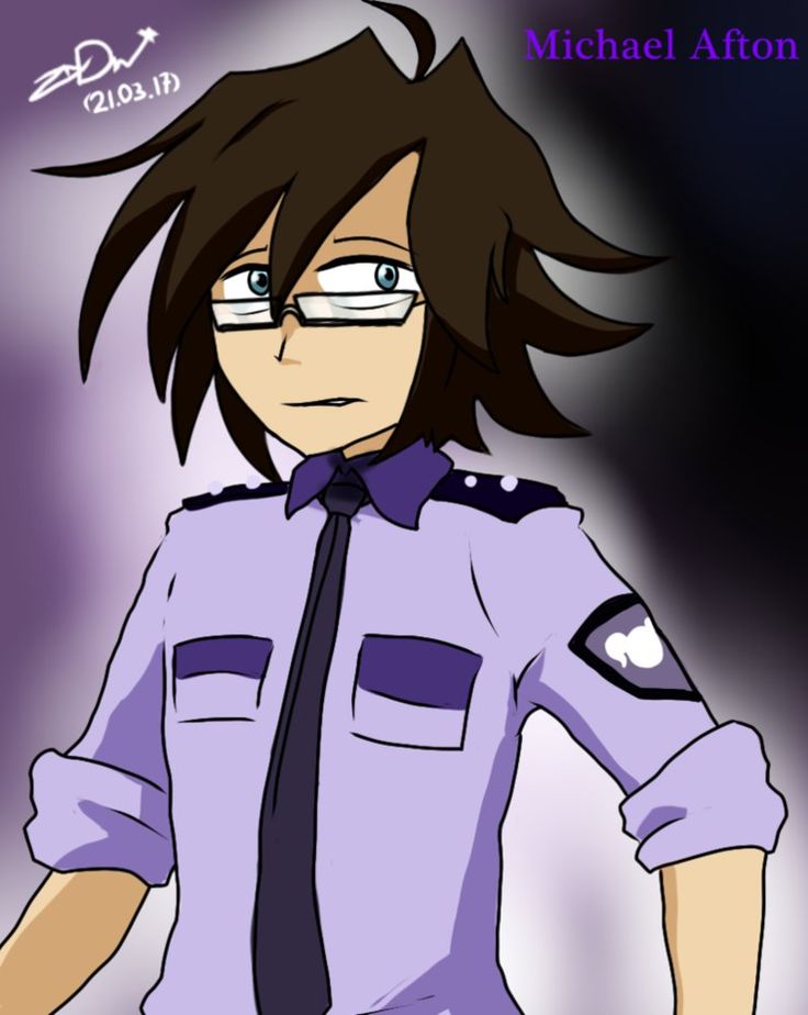 an anime character with glasses and a purple shirt is standing in front of a dark background