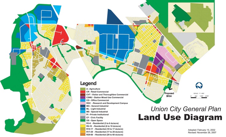 a map of the union city general plan land use diagram