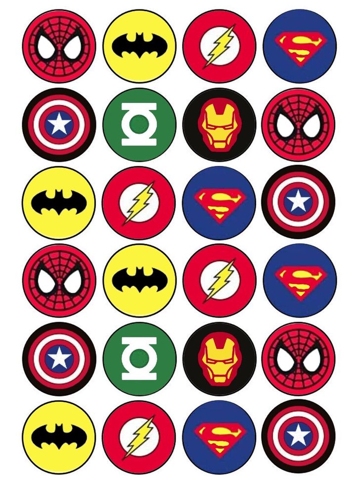 Marvel DC Logo Symbols Edible Personalised Cupcake Cake Toppers Party ...