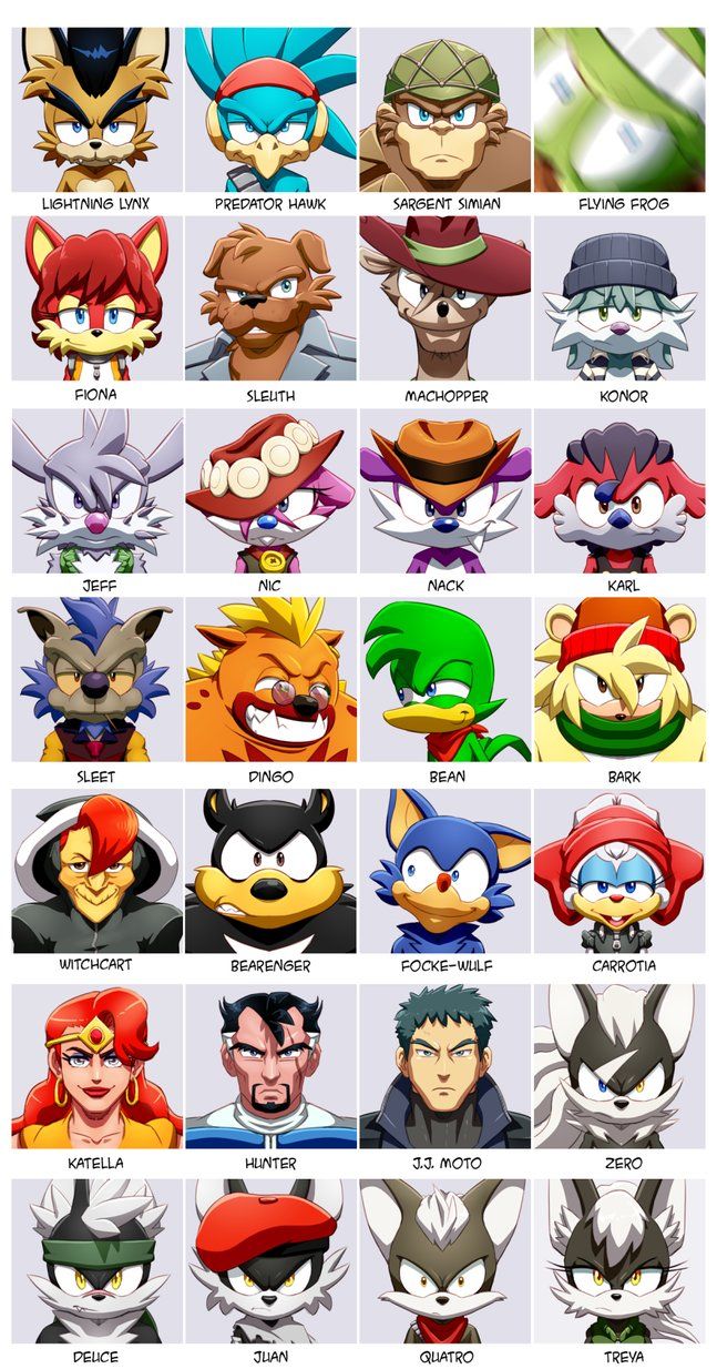 an image of many different types of cartoon characters in the same style and color scheme