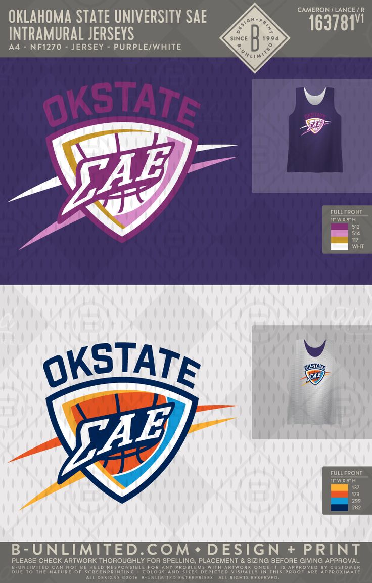 an image of some logos and colors on the back of a t - shirt that says, ok state fab