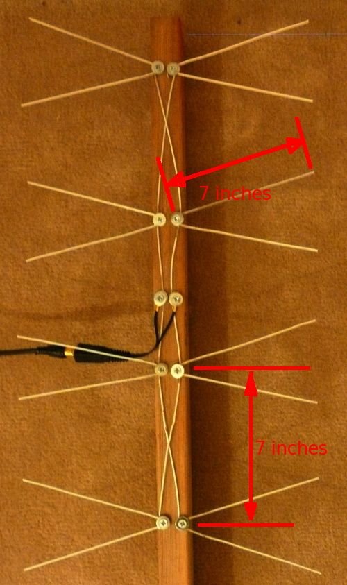 a wooden stick with several needles attached to it, and an arrow pointing towards the needle