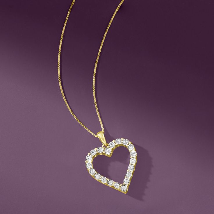 Ross-Simons - .30ct t. w. Diamond Heart Pendant Necklace Over Sterling. 18". Looking for a heartfelt gift for an anniversary, birthday or special occasion? This pendant necklace is it! In a heart motif, .30 ct. t. w. round brilliant-cut diamonds sparkle in polished 18kt yellow gold over sterling silver. Box chain. Springring clasp, diamond heart pendant necklace. Diamond birthstones are the perfect gift for April birthdays. Pink Luxury Aesthetic, Pendant Necklace Diamond, Pink Luxury, Diamond Heart Pendant Necklace, Diamond Birthstone, Heart Motif, Heart Necklace Diamond, Necklace Diamond, Gold Heart Necklace