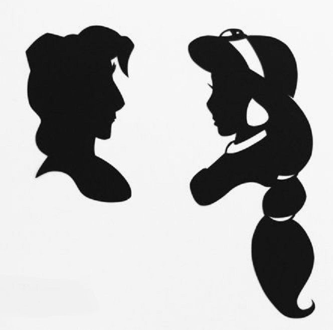 Aladdin and Princess Jasmine silhouettes | Disney characters ...