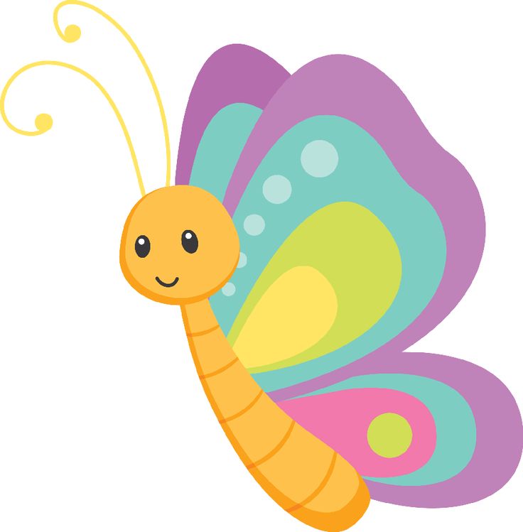 a cartoon butterfly with colorful wings