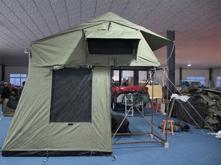 a tent is set up in the middle of a room