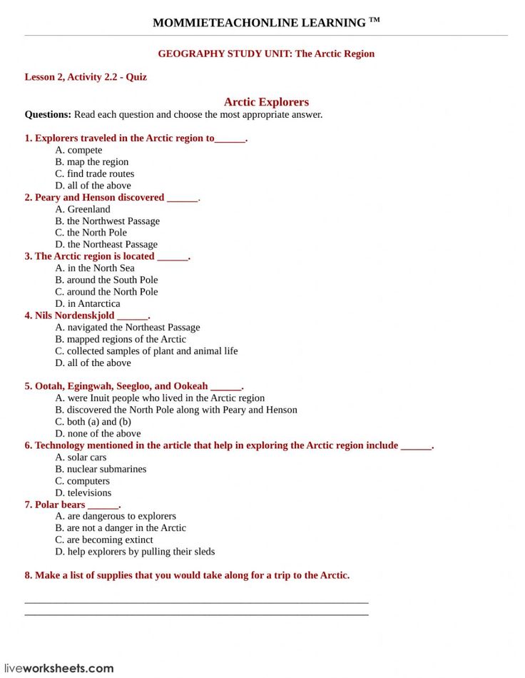 Arctic Region interactive and downloadable worksheet. You can do the ...