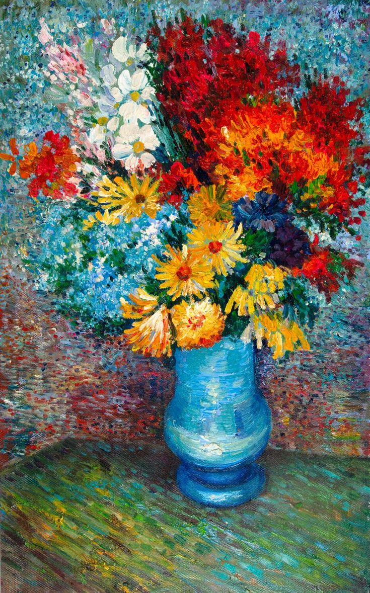 Flowers in a blue Vase Van Gogh reproduction | Van Gogh Studio