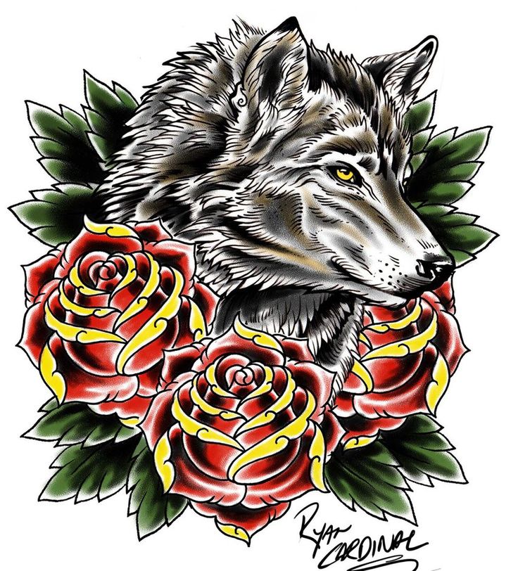 Wolf and Roses by tattooryan on deviantART | Rose, Wolf, Deviantart