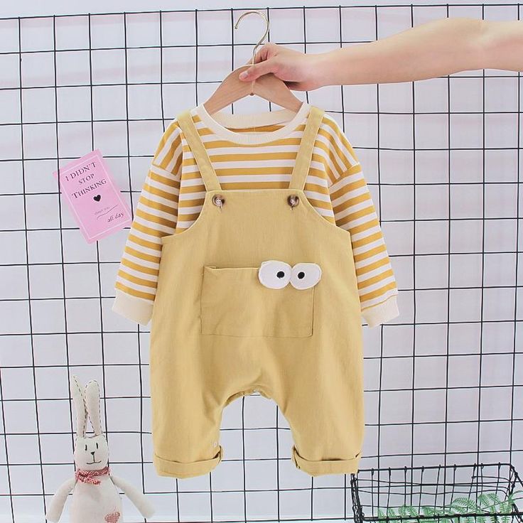 2-piece Striped Sweatshirt & Bib Pants for Toddler Boy Wholesale Children's Clothing - PrettyKid Cute Cotton Sets With Pockets, Cute Long Sleeve Sets With Pockets, Yellow Long Sleeve Sets For Fall, Yellow Cotton Long Sleeve Sets, Yellow Long Sleeve Sets With Pockets, Casual Yellow Sets With Long Sleeves, Casual Yellow Long Sleeve Sets, Playful Yellow Long Sleeve Sets, Yellow Cotton Fall Set