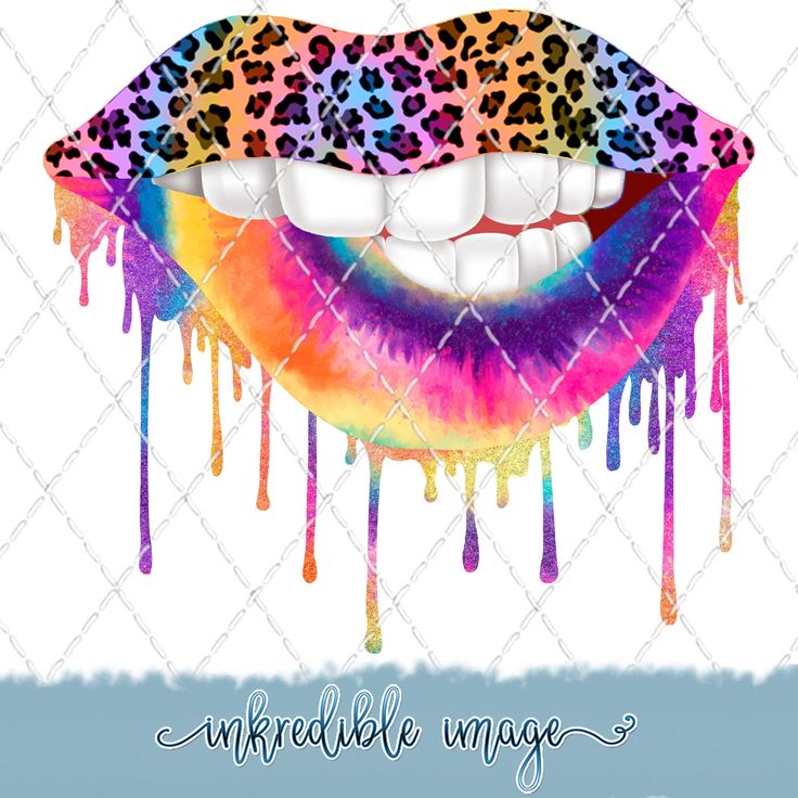 an image of a colorful lips with leopard print on it