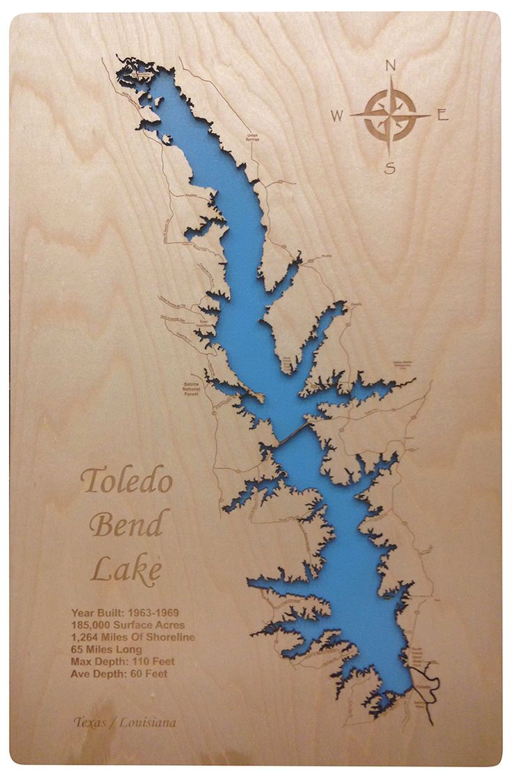 a wooden plaque with the map of tokelo bend lake