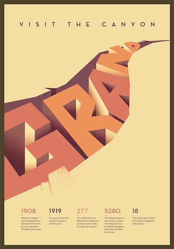 a poster with an image of a bird on it's back and the words, visit the canyon