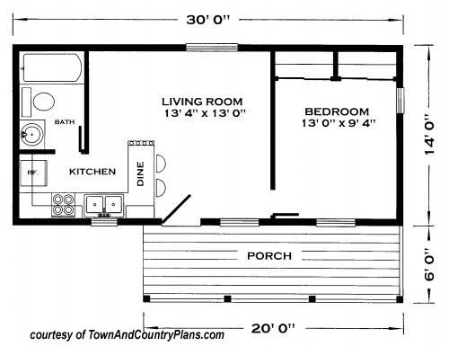 a floor plan for a small house with two bedroom and one bathroom