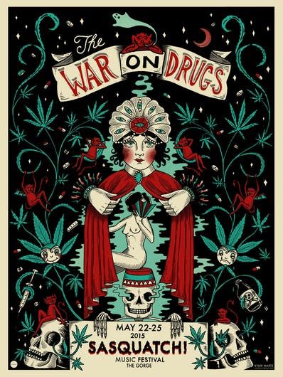 War on Drugs gig poster for their show at Sasquatch Music Festival at The Gorge in May 2015 Kyler Martz, Gig Poster, Gig Posters, Festival Posters, Cardboard Tube, Post Punk, Concert Posters, Music Poster, Music Festival