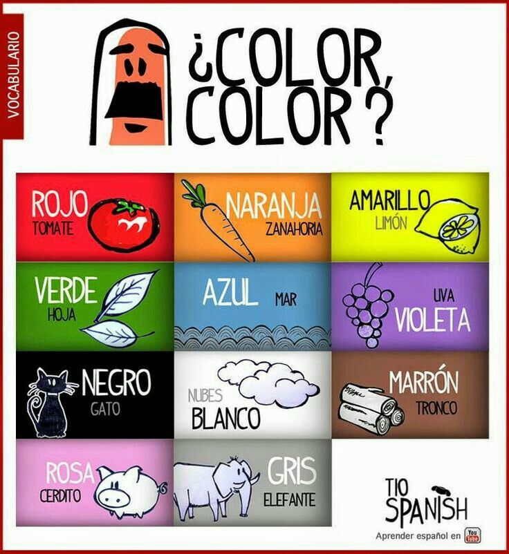 a poster with different colors and symbols on it's front cover, which reads what color do you see in spanish?