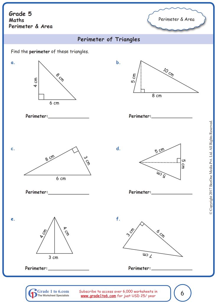 the perimeter of triangles worksheet