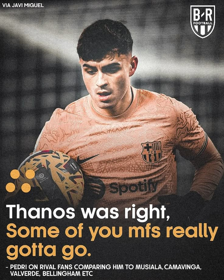 a man holding a soccer ball in his right hand and the words, thanos was right, some of you mfs really got to go