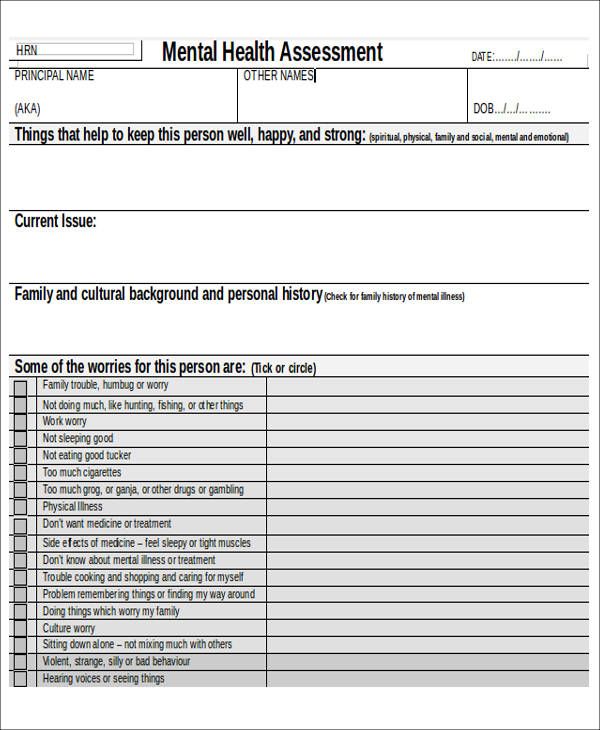 the mental and physical needs form is shown