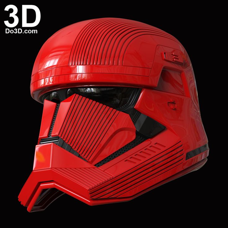 a red helmet is shown on a black background with the words 3d printed above it