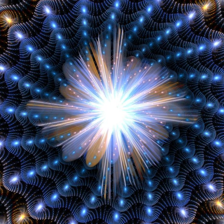 an image of a star burst in the middle of a blue and gold pattern with stars