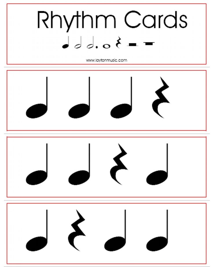 an image of music notes with the words rhythm cards below it and other symbols