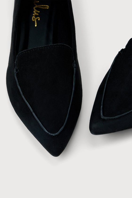 Add sophisticated flair to every ensemble with the Lulus Emmy Black Suede Pointed Loafers! These chic faux suede flats have a pointed toe upper, and a low-cut, notched collar. Pull tab at heel. 0. 25" rubber heel. Cushioned insole. Nonskid rubber sole. All Man Made Materials. Imported. Lulus | Emmy Black Suede Pointed Loafers | Size 10. Chic Suede Pointed Toe Flats, Workwear Suede Flats With Almond Toe, Suede Almond Toe Flats For Work, Suede Almond Toe Flats For Business Casual, Chic Suede Pointed Toe Flats For Work, Fall Suede Flats For Workwear, Chic Suede Loafers With Low Heel, Chic Suede Almond Toe Flats, Fall Workwear Pointed Toe Suede Flats