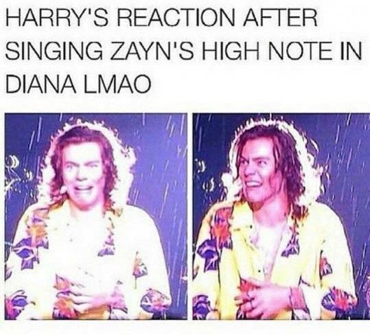 harry's reaction after singing zayn's high note in dianna limoo