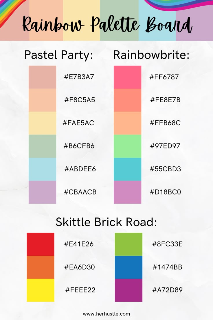 Rainbow 🌈 Palette Board for Web, Digital, Blog, & Graphic Design with ...