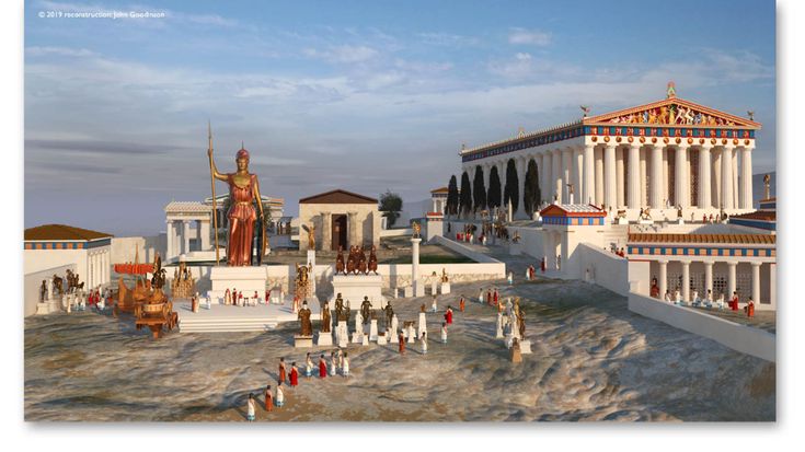 an artist's rendering of the ancient greek city