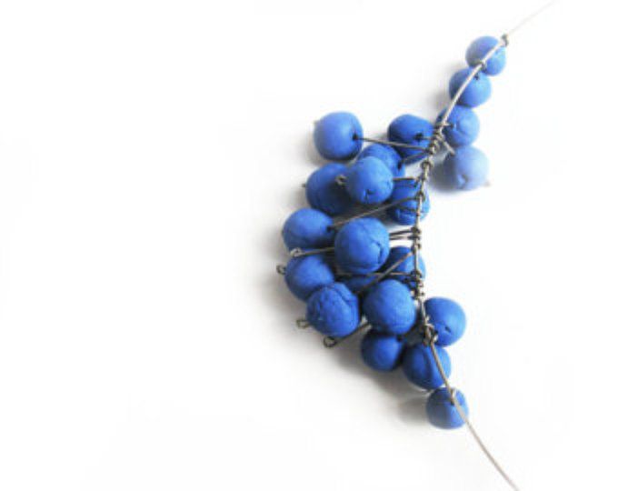 Cobalt blue porcelain bead necklace with silver stainless steel wire Kluka Jewelry Clay, Porcelain Beads, Blue Porcelain, Stainless Steel Wire, Blue Necklace, African Inspired, Beads Necklace, Bead Necklace, Cobalt Blue