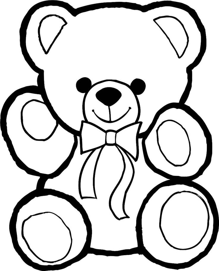 a black and white drawing of a teddy bear