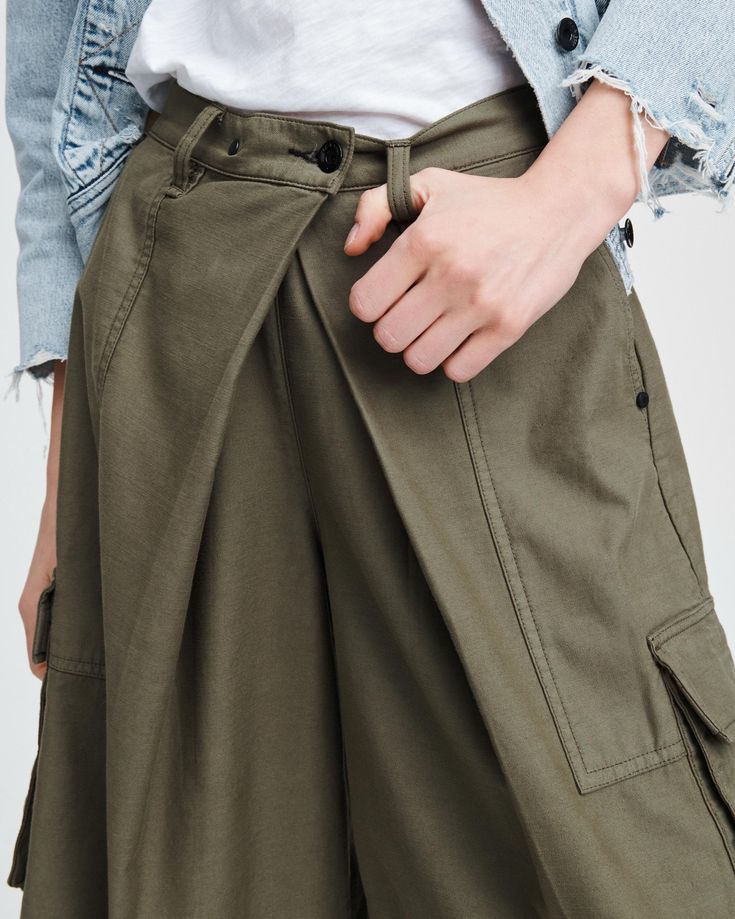 Cargo Culotte | Women Bottoms | rag & bone Spring Military Wide Leg Cargo Pants, Spring Military Style Wide Leg Cargo Pants, Spring Military Wide-leg Cargo Pants, Fall Utility Cargo Skirt With Patch Pockets, Cotton Cargo Skirt With Patch Pockets For Work, Spring Military Style Parachute Pants With Cargo Pockets, Spring Military Parachute Pants With Cargo Pockets, Oversized Utility Bottoms For Spring, High Waist Cargo Skirt With Cargo Pockets For Work