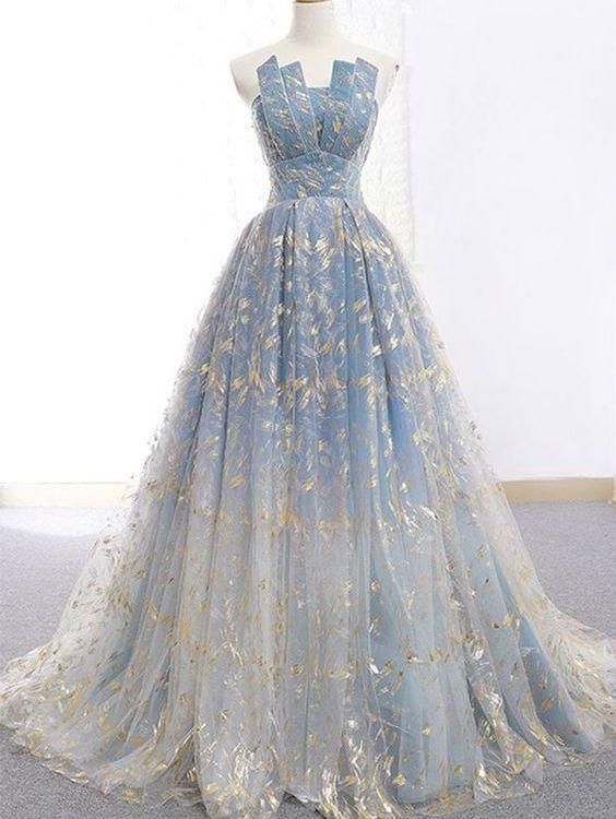 Gold Evening Dress, Gaun Abad Pertengahan, डिजाइनर कपड़े, Gold Evening Dresses, Prom 2020, Strapless Prom Dresses, Tulle Evening Dress, Lace Ball Gowns, Sweetheart Prom Dress