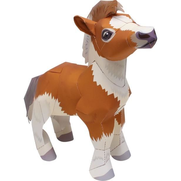 a brown and white cow made out of paper