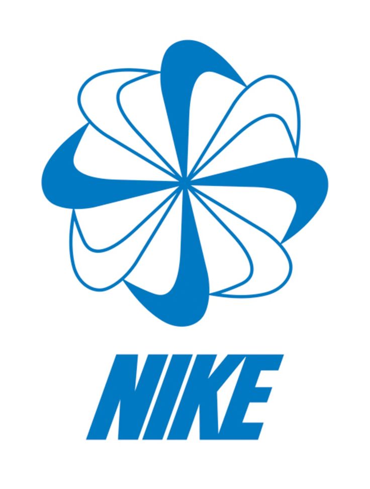 the nike logo is shown in blue and white, with an abstract design on it