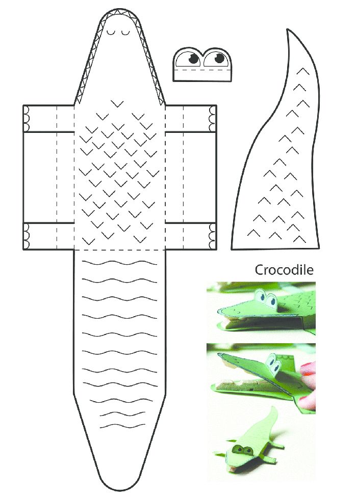 the paper doll is cut out and ready to be made into a crocodile costume for children