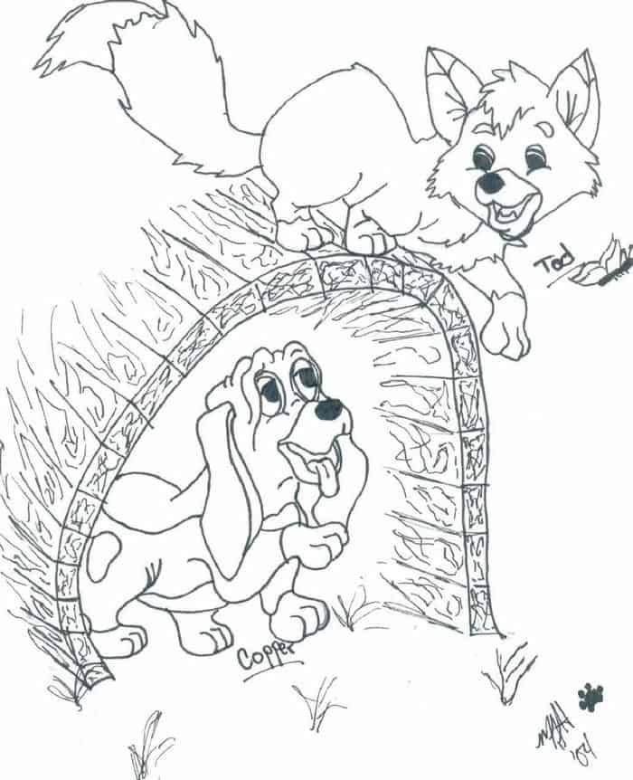 the fox and the hound coloring pages for kids to print out, with pictures on it