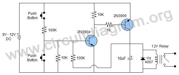 Push Button ON OFF Swtich Using Transistors | Electronic schematics ...