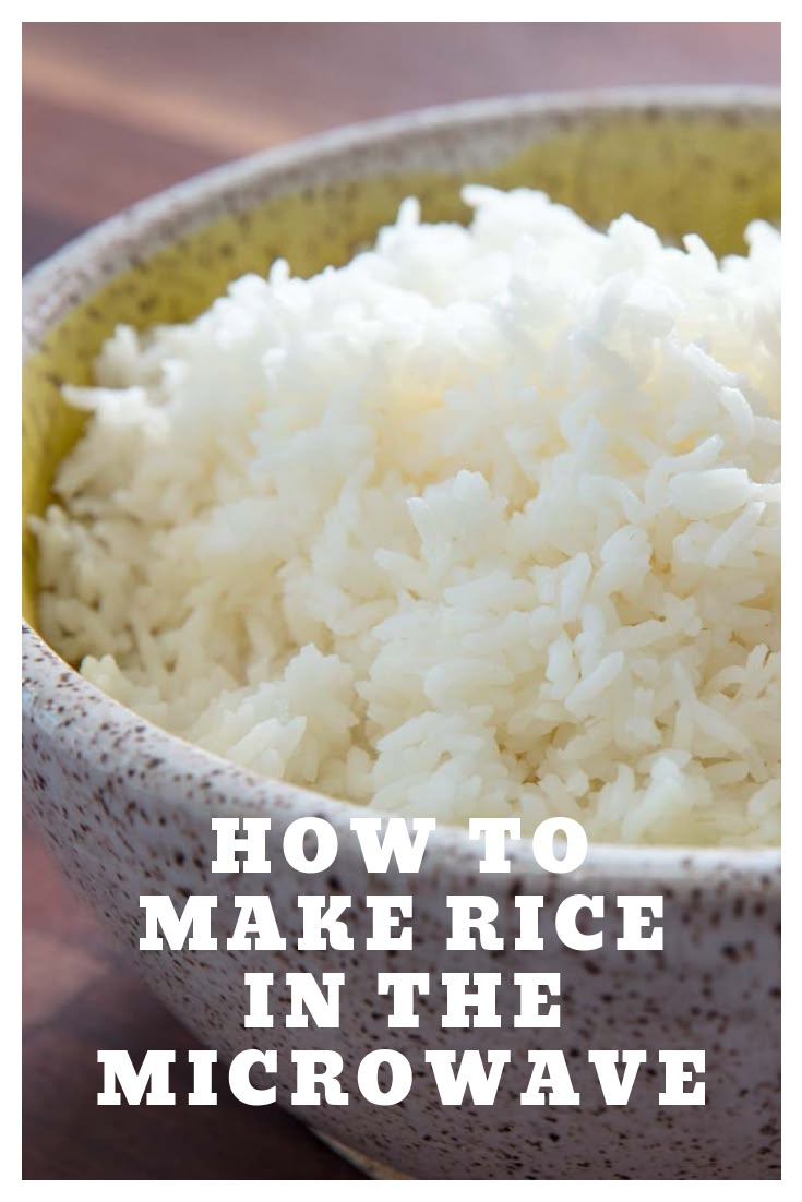 rice in a bowl with the words how to make rice in the microwave above it