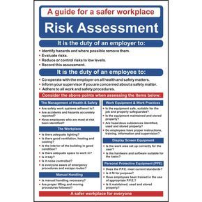 Risk Assessment Poster / Wall Chart | Health and safety poster, Safety ...