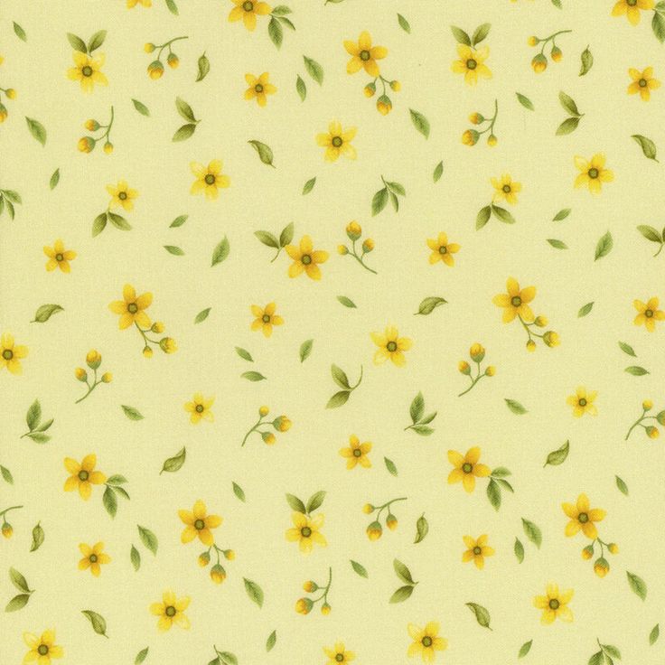 yellow flowers and green leaves on a light yellow background for fabric or wallpapers