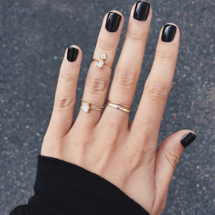 Black short nails ❤️ Lincoln Park After Dark, Marie Von Behrens, Black Manicure, Fun Nail Colors, Nail Ring, Lincoln Park, Minimal Chic, Manicure Y Pedicure, Jeffree Star