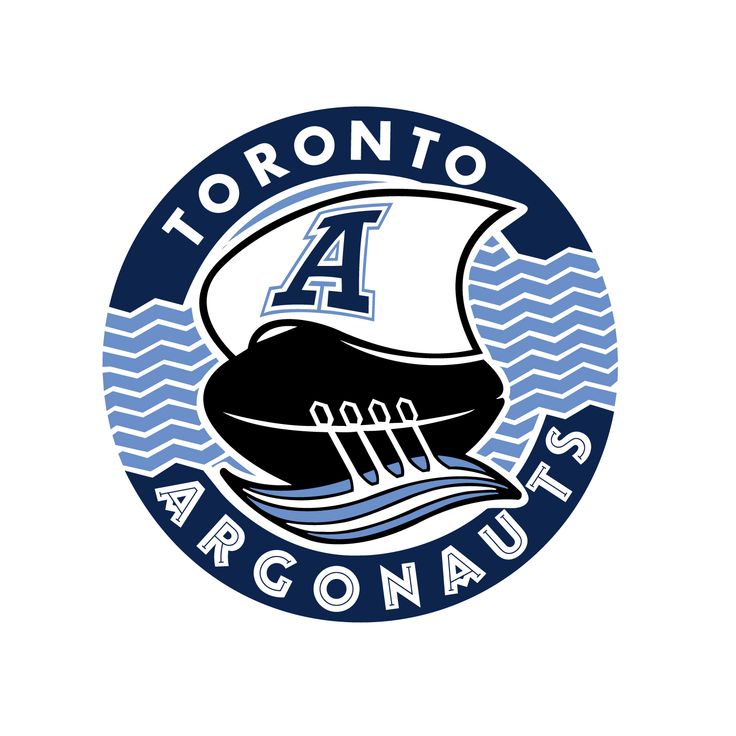 the toronto argonaus logo with an image of a boat on it's side