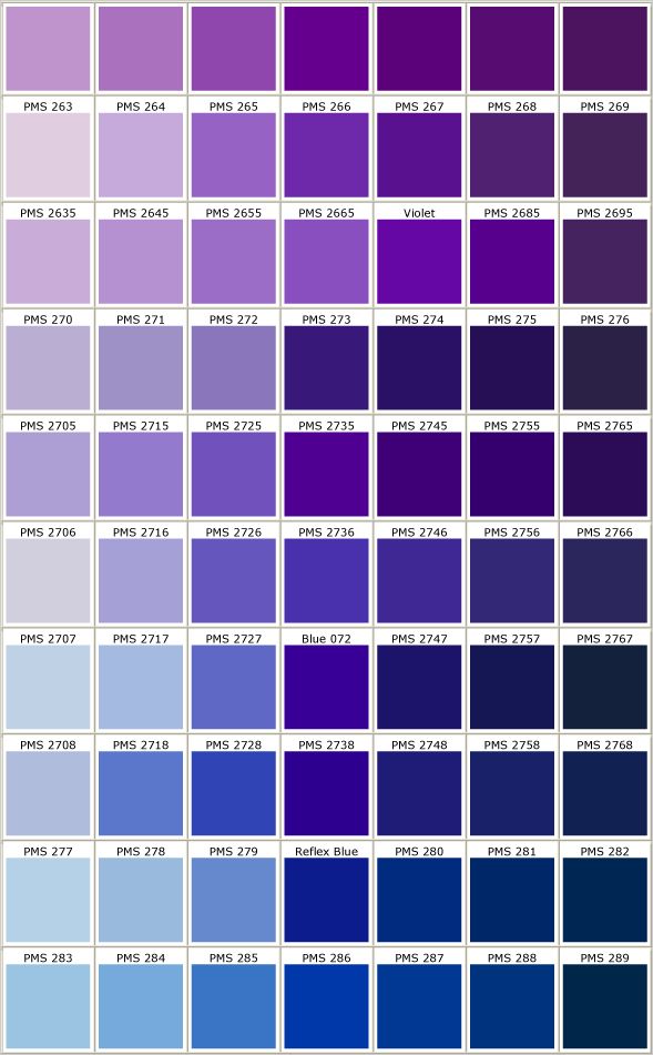 the color chart for different shades of purple